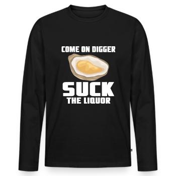 Drôles d’huîtres amateurs d’huîtres - T-shirt manches longues Premium bio Homme - noir - Devant - Nico (187cm)