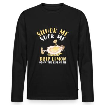 Drôles d’huîtres amateurs d’huîtres - T-shirt manches longues Premium bio Homme - noir - Devant - Nico (187cm)