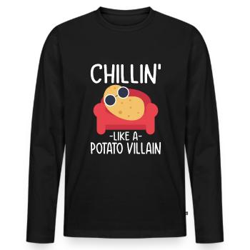 Drôle de purrtato de pommes de terre - T-shirt manches longues Premium bio Homme - noir - Devant - Nico (187cm)