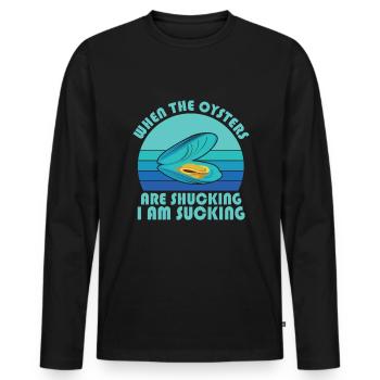 Drôles d’huîtres amateurs d’huîtres - T-shirt manches longues Premium bio Homme - noir - Devant - Nico (187cm)