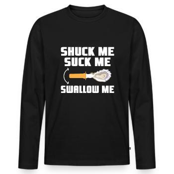 Lustige Austern Austernliebhaber Auster - Männer Premium Bio Langarmshirt - Schwarz - Vorne - Nico (187cm)