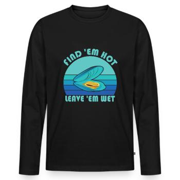 Lustige Austern Austernliebhaber Auster - Männer Premium Bio Langarmshirt - Schwarz - Vorne - Nico (187cm)