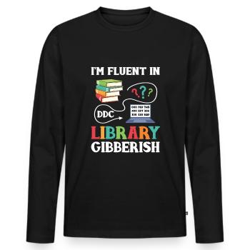 Library Assistant Library Assistant - Men's Premium Organic Long Sleeve Shirt - black - Front - Nico (187cm)