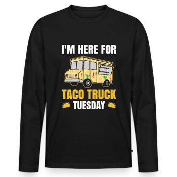 Funny Taco Truck - Men's Premium Organic Long Sleeve Shirt - black - Front - Nico (187cm)