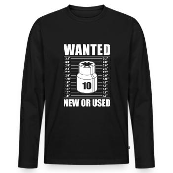 CNC Operator G00 Z-100 Cutting Machine Operator - Men's Premium Organic Long Sleeve Shirt - black - Front - Nico (187cm)