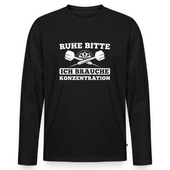Dartspieler Ruhe Bitte Dartsport Dart - Männer Premium Bio Langarmshirt - Schwarz - Vorne - Nico (187cm)
