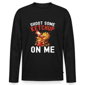 French Fries Junk food Ketchup - Männer Premium Bio Langarmshirt - Schwarz - Vorne - Nico (187cm)