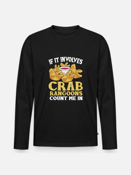 Lustiges Crab Rangoon - Männer Premium Bio Langarmshirt - Schwarz