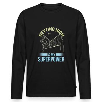Funny volleyball player - Men's Premium Organic Long Sleeve Shirt - black - Front - Nico (187cm)