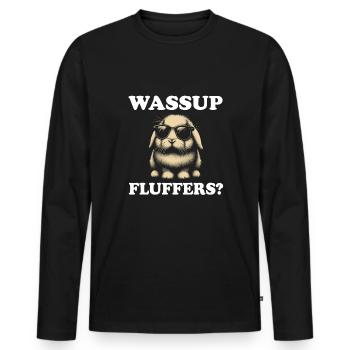 Holland Lop Bunny - Men's Premium Organic Long Sleeve Shirt - black - Front - Nico (187cm)