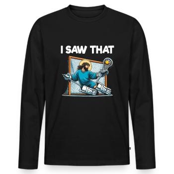 Lacrosse Goalie - Men's Premium Organic Long Sleeve Shirt - black - Front - Nico (187cm)