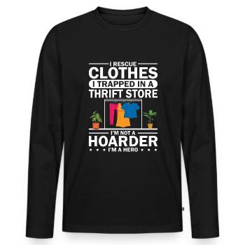 Thrifter Stockage économique des saveurs - T-shirt manches longues Premium bio Homme - noir - Devant - Nico (187cm)