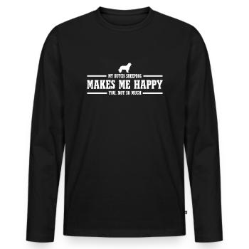 Chien de berger hollandais me rend heureux chien disant Wilsigns - T-shirt manches longues Premium bio Homme - noir - Devant - Nico (187cm)