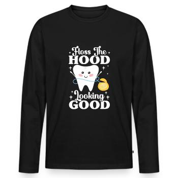 Hygiène dentaire Hygiéniste dentaire Nettoyage des dents - T-shirt manches longues Premium bio Homme - noir - Devant - Nico (187cm)
