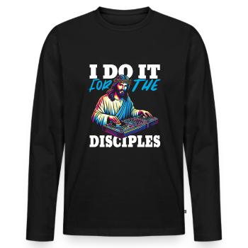 DJ Disc jockey Turntable - Männer Premium Bio Langarmshirt - Schwarz - Vorne - Nico (187cm)