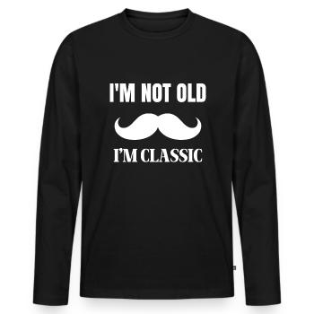 Mustache Moustache Stache - Männer Premium Bio Langarmshirt - Schwarz - Vorne - Nico (187cm)