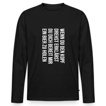 Biertrinker Bier - Männer Premium Bio Langarmshirt - Schwarz - Vorne - Nico (187cm)