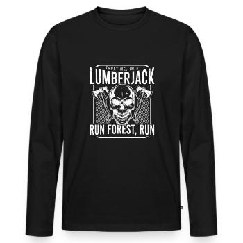 Forester Funny Lumberjack Saying Skull Axe - Men's Premium Organic Long Sleeve Shirt - black - Front - Nico (187cm)