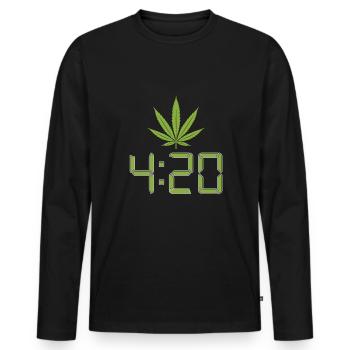 Cannabis 420 Fumer de l’herbe Marijuana Stoner - T-shirt manches longues Premium bio Homme - noir - Devant - Nico (187cm)