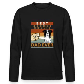 Border Collie propriétaire cadeau chien propriétaire - T-shirt manches longues Premium bio Homme - noir - Devant - Nico (187cm)