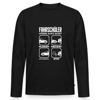 Fahrschule Spruch Fahrschüler Fahrlehrer Geschenk - Männer Premium Bio Langarmshirt - Schwarz - Vorne - Nico (187cm)
