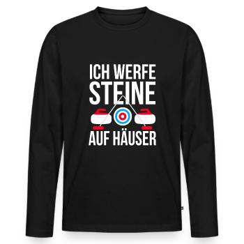 Curling - Männer Premium Bio Langarmshirt - Schwarz - Vorne - Nico (187cm)