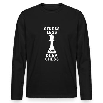 Jeu d’échecs d’échecs disant cadeau de joueur d’échecs - T-shirt manches longues Premium bio Homme - noir - Devant - Nico (187cm)
