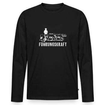 Shepherd Leader Sheep Gift Idea Farmer - Men's Premium Organic Long Sleeve Shirt - black - Front - Nico (187cm)