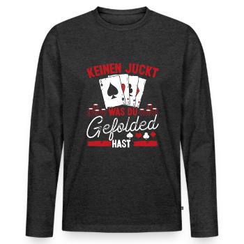 Joueur de poker Poker Table Poker Case Ensemble de jetons - T-shirt manches longues Premium bio Homme - anthracite chiné - Devant - Nico (187cm)