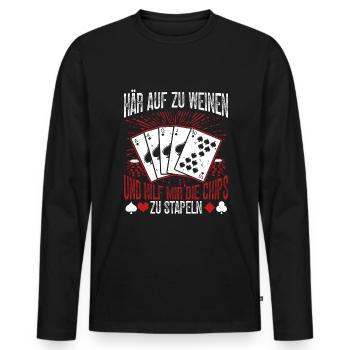 Cartes de poker Jetons de poker Étui de poker Joueurs de poker - T-shirt manches longues Premium bio Homme - noir - Devant - Nico (187cm)