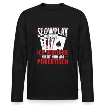 Table de poker Joueurs de poker Jetons Valises Cartes de poker - T-shirt manches longues Premium bio Homme - noir - Devant - Nico (187cm)