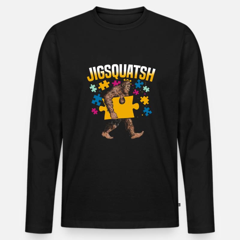 Puzzle - Männer Premium Bio Langarmshirt - Schwarz