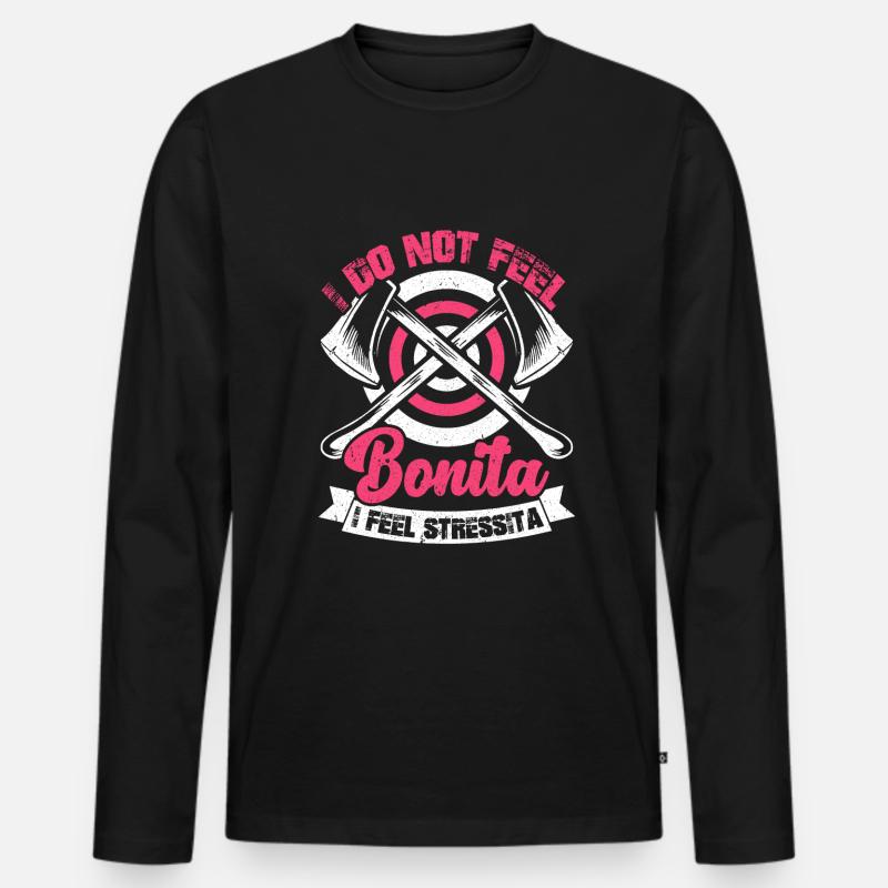 Axtwerfen - Männer Premium Bio Langarmshirt - Schwarz