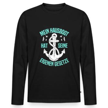 Houseboat owner Boat license Driver's license for - Men's Premium Organic Long Sleeve Shirt - black - Front - Nico (187cm)