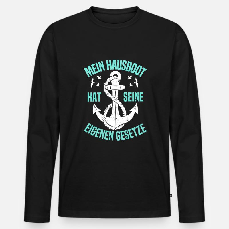 Hausbootbesitzer Bootschein Führerschein für - Männer Premium Bio Langarmshirt - Schwarz