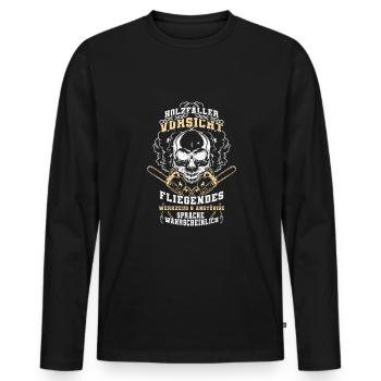 Lumberjack with chainsaw/chainsaw Forestry worker - Men's Premium Organic Long Sleeve Shirt - black - Front - Nico (187cm)