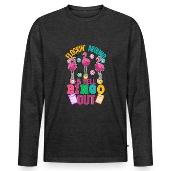 Bingo - Men's Premium Organic Long Sleeve Shirt - heather anthracite - Front - Nico (187cm)
