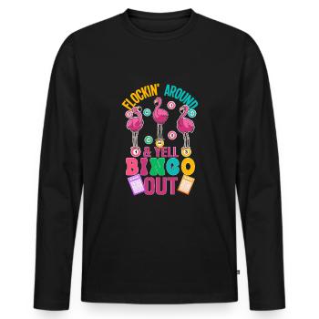 Bingo - T-shirt manches longues Premium bio Homme - noir - Devant - Nico (187cm)