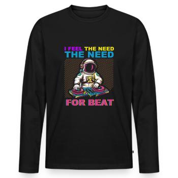 Funny DJ EDM disc jockey - Men's Premium Organic Long Sleeve Shirt - black - Front - Nico (187cm)