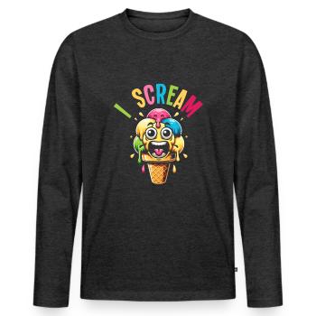 Ice Cream - Männer Premium Bio Langarmshirt - Anthrazit meliert - Vorne - Nico (187cm)