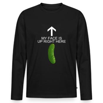 Cornichon drôle - T-shirt manches longues Premium bio Homme - noir - Devant - Nico (187cm)