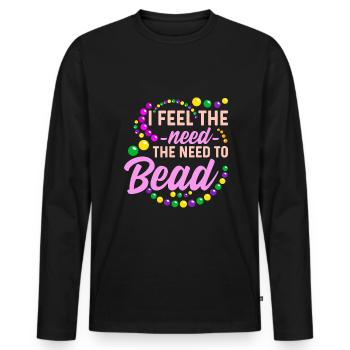 Beading Beader - Men's Premium Organic Long Sleeve Shirt - black - Front - Nico (187cm)