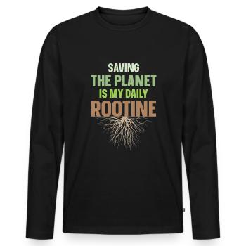 Funny Earth Day - Männer Premium Bio Langarmshirt - Schwarz - Vorne - Nico (187cm)