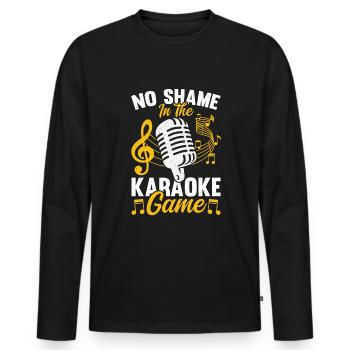 Chanteur de karaoké drôle - T-shirt manches longues Premium bio Homme - noir - Devant - Nico (187cm)