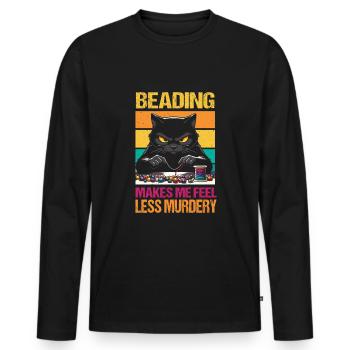 Beading Beader - Men's Premium Organic Long Sleeve Shirt - black - Front - Nico (187cm)