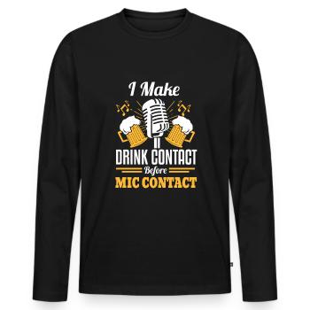 Chanteur de karaoké drôle - T-shirt manches longues Premium bio Homme - noir - Devant - Nico (187cm)