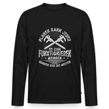 Machinists Teachers CNC Milling Cutting Machine Operators - Men's Premium Organic Long Sleeve Shirt - black - Front - Nico (187cm)