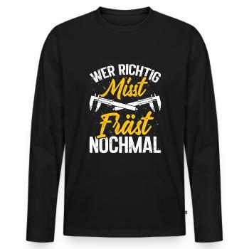 Cutting machine operator profession Master machinist CNC - Men's Premium Organic Long Sleeve Shirt - black - Front - Nico (187cm)