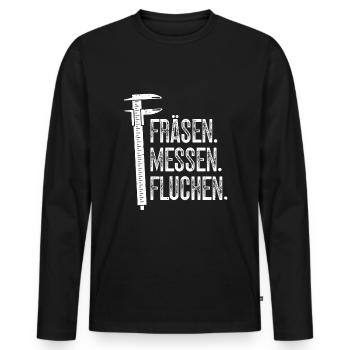 Machinist CNC Milling Profession Cutting Machine Operator - Men's Premium Organic Long Sleeve Shirt - black - Front - Nico (187cm)
