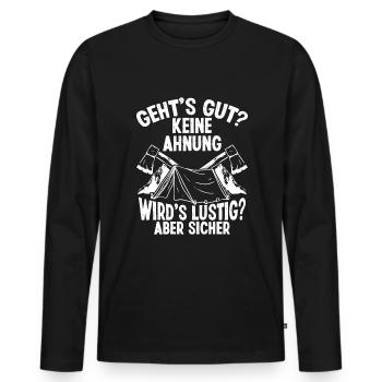 Bushcraft Outfit Bushcrafting Knife Survival Camp - Men's Premium Organic Long Sleeve Shirt - black - Front - Nico (187cm)
